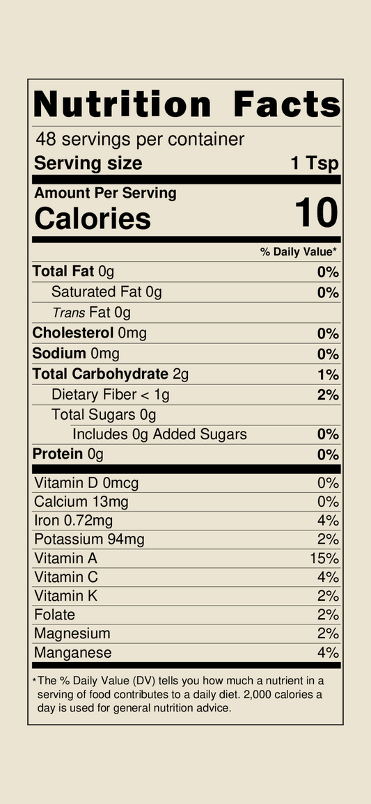 Bayou Blood Seasoning nutrition facts