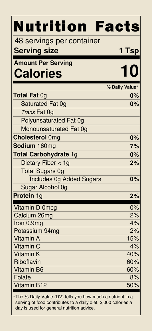 Green Ghost Seasoning nutrition facts