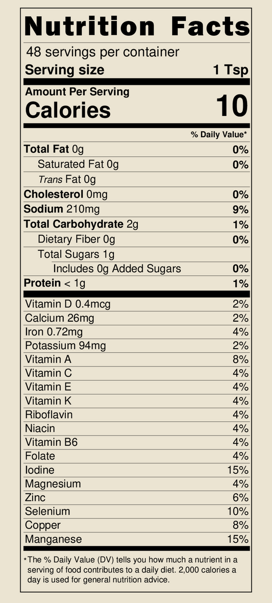 Korean Barbecue Seasoning nutrition facts