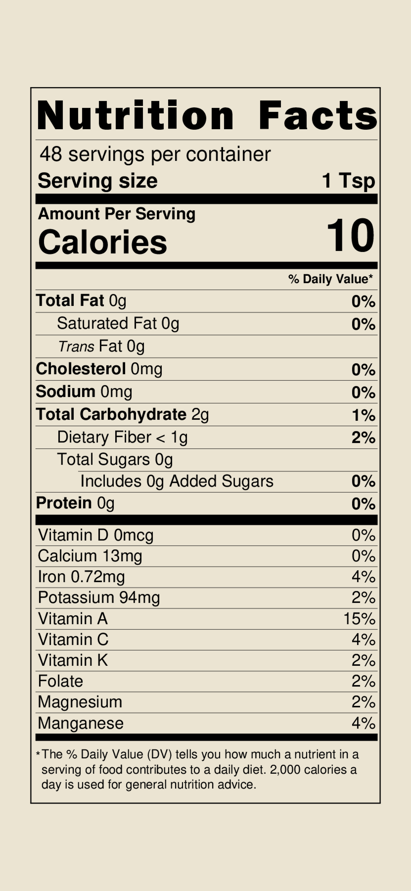 Bayou Blood Seasoning nutrition facts