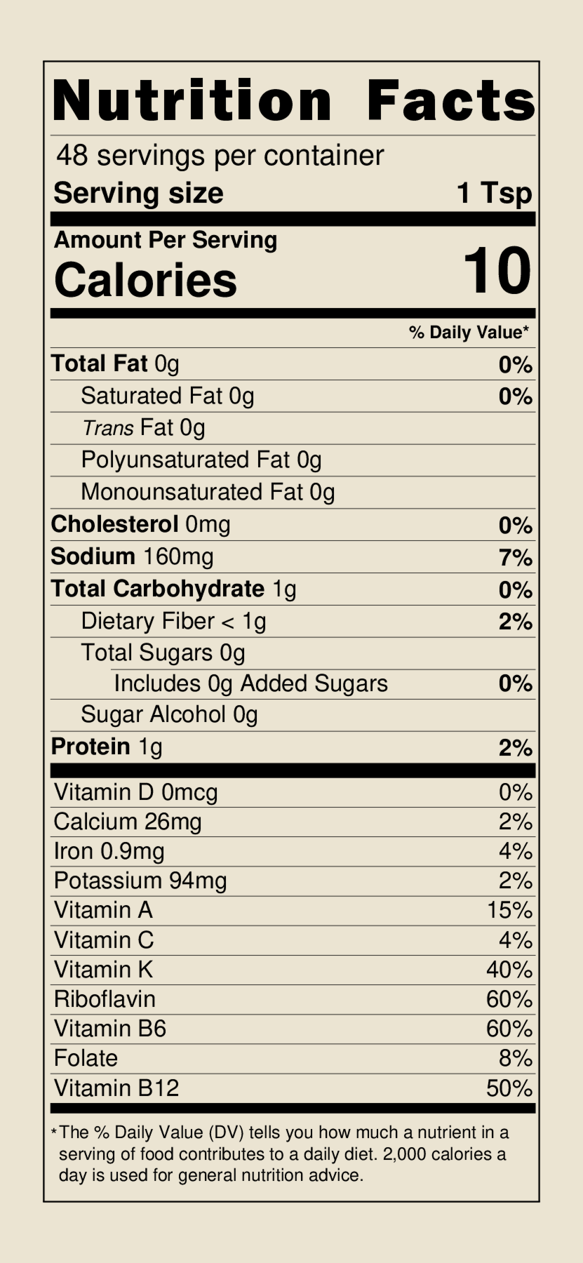 Green Ghost Seasoning nutrition facts