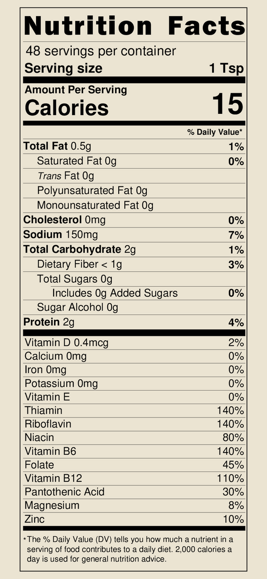 Spartan Gold Seasoning nutrition facts
